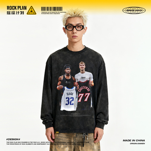 摇滚计划球星弗拉格和VJ美式T恤男款街头复古休闲百搭透气夏季潮