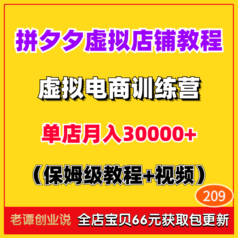 2024拼多多虚拟资源电商开店教程视频课程零基础运营赚钱副业项目