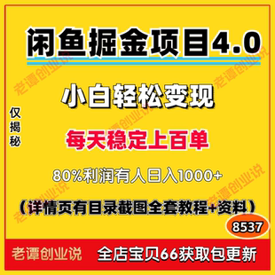 闲鱼虚拟资料副业挣钱教程咸鱼掘金小项目手机创业运营实操课程