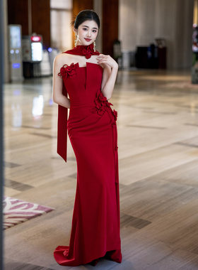 订婚礼服敬酒服新娘晨袍红色连衣裙高端轻奢小众2026新款学生毕业