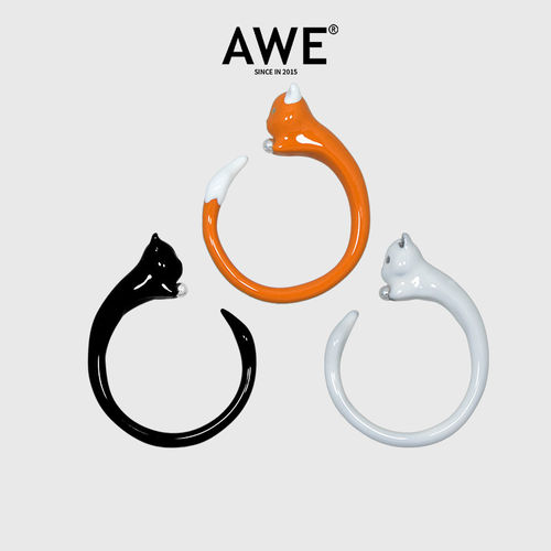 AWE周深同款可爱猫咪开口戒指女