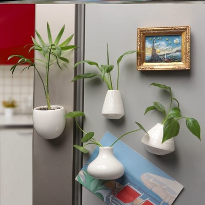 迷你陶瓷冰箱貼白瓷花瓶磁贴