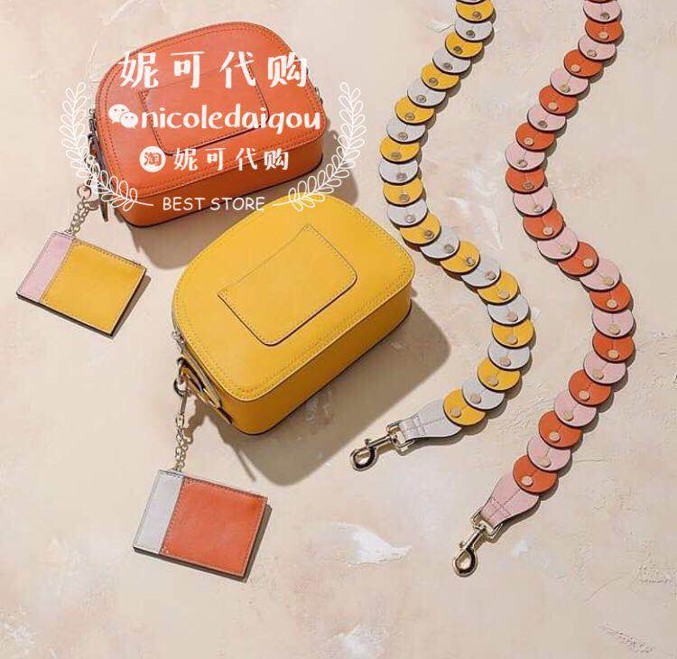 【现货正品/ACCESSORIZE英国】深蓝红色编织粉色圆形包带背带肩带