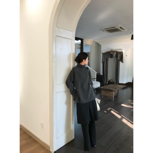 25秋冬极简都市通勤中长款 滕捣捣 显瘦A字半身西裙女 HE· ZHONG