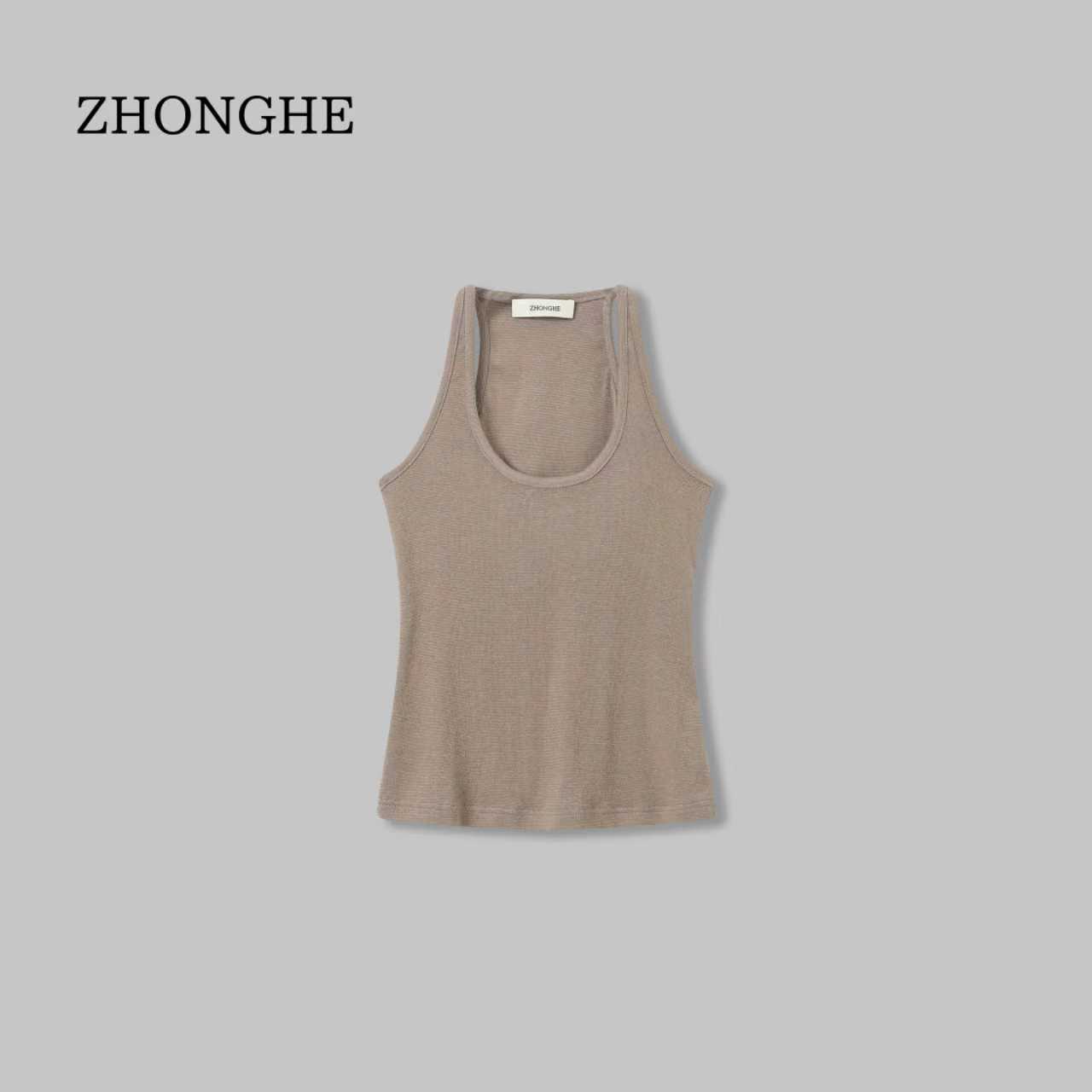 U领修身显瘦羊毛混纺吊带背心女