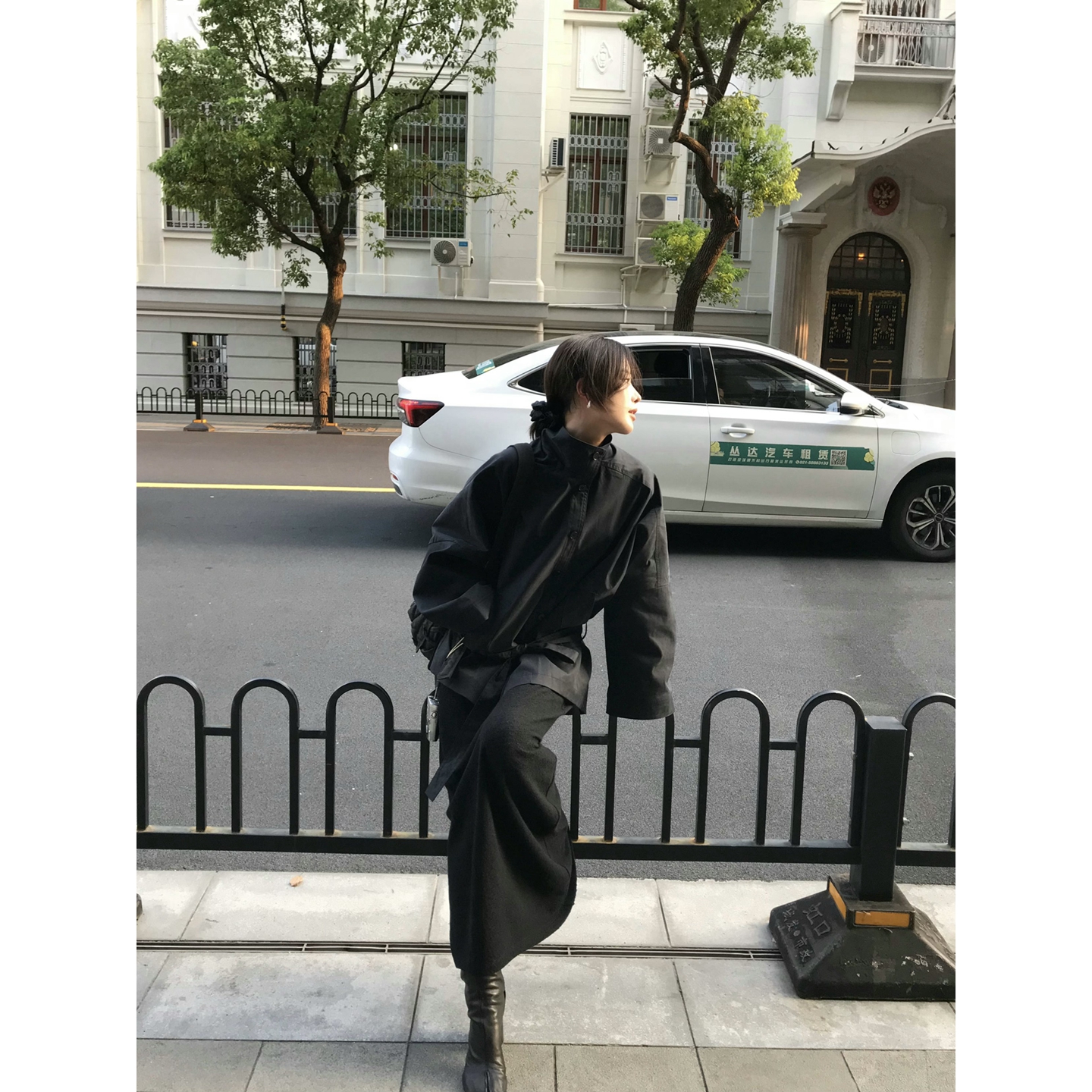 廓形中长款收腰风衣外套女