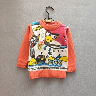 春秋促销海报映画款愤怒的小鸡中小童宝宝毛衣儿童毛线衣童装特卖