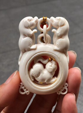 旺旺转运吊坠郭先手工猛犸牙