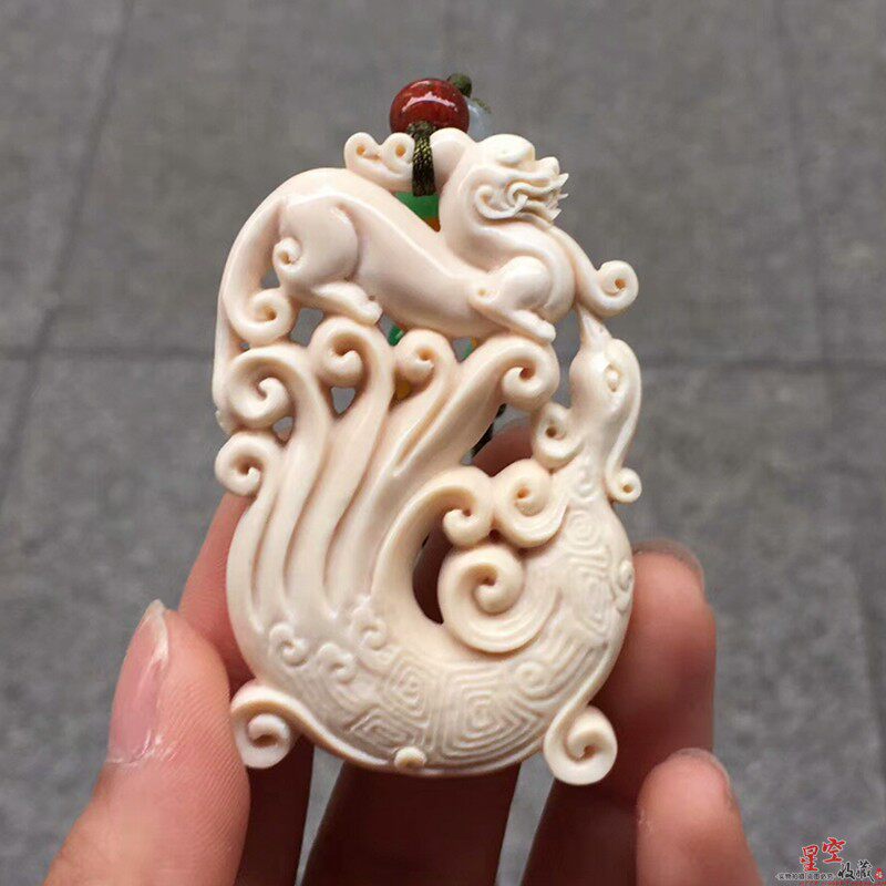 天然猛犸牙吊坠项坠手工雕刻凤凰貔貅猛犸挂件