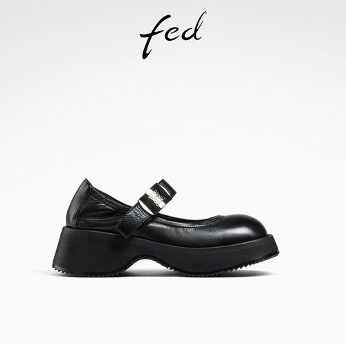 fed浅口单鞋春季新款女鞋厚底玛丽珍鞋真皮乐福鞋女款D0302-YA622