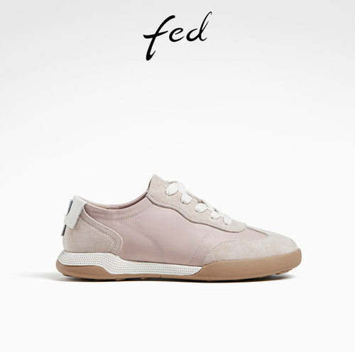 fed粉色德训鞋女春季新款女鞋平底板鞋运动休闲鞋女款D0127-YA186