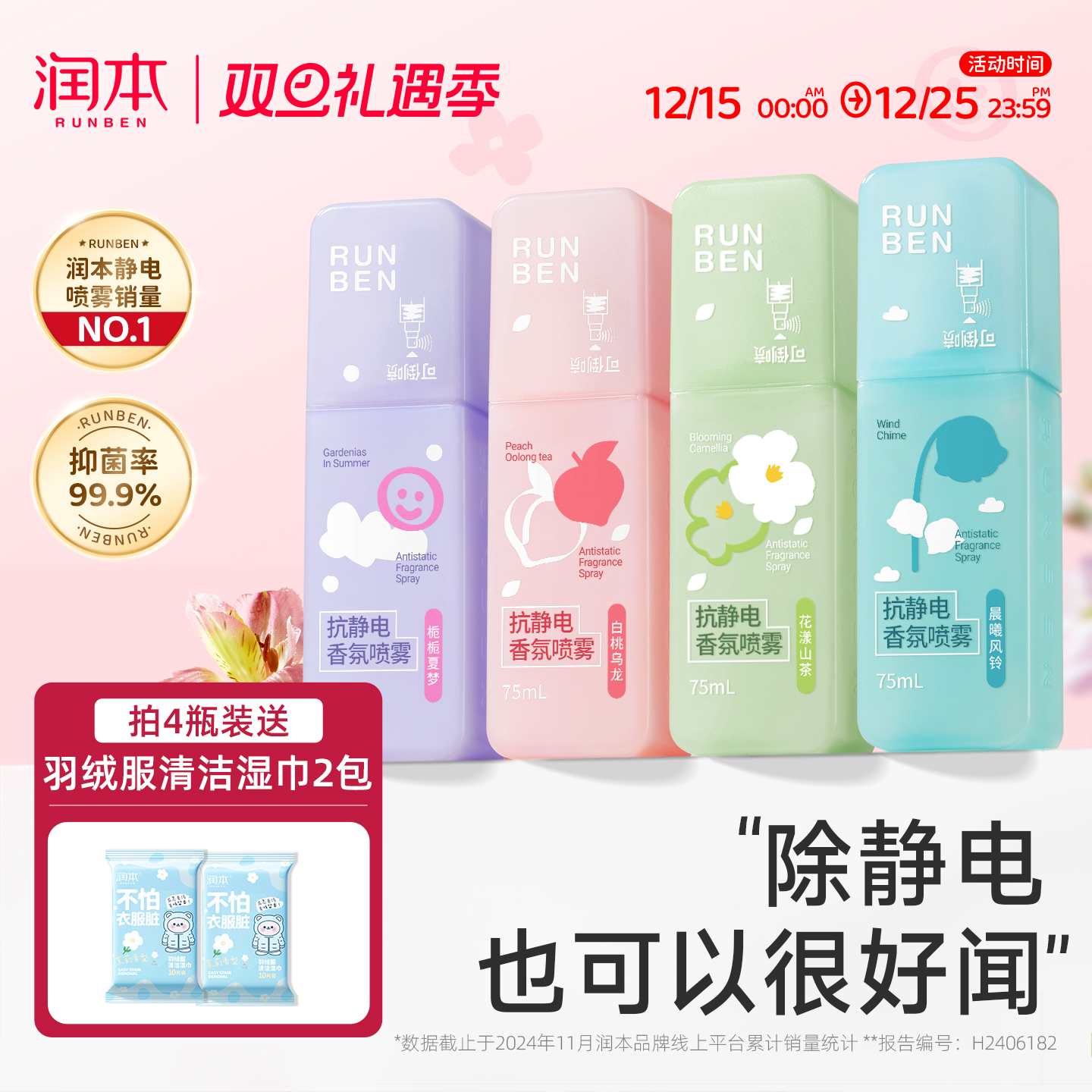 润本防静电喷雾毛衣裙子柔顺除电