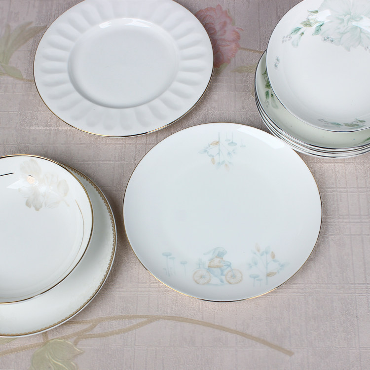 陶瓷浅盘6英寸15厘米月光盘圆形骨瓷材质点心盘小号凉菜碟平盘