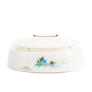 指点江山烟灰缸陶瓷创意国潮摆件家用烟缸小号带盖防风防飞灰烟盒