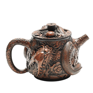 东茶西壶紫陶浮雕手工堆雕茶壶