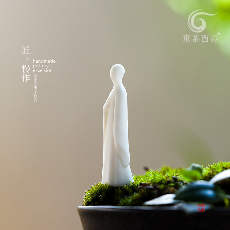 禅意无相佛中国白瓷摆件家居装饰陶瓷人物盆景造景工艺品袖珍茶宠_虎窝淘