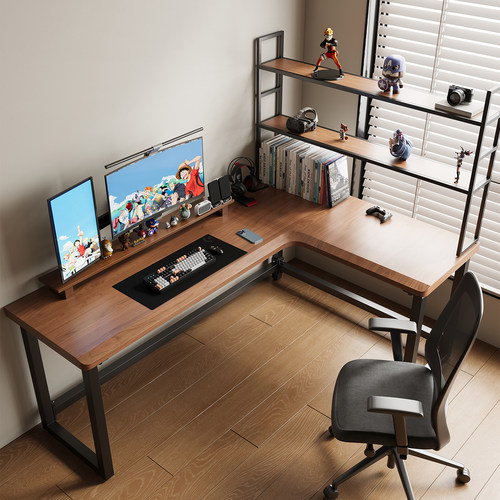 实木转角书桌家用电脑桌