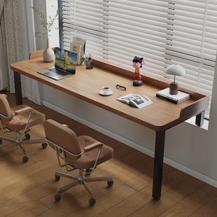 实木飘窗书桌卧室窗台高低桌家用电脑台式 桌大板学习写字办公桌