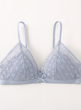 特价68元6IXTY8IGHT 68专柜傍晚蓝蕾丝无钢圈后扣薄杯文胸BR14647