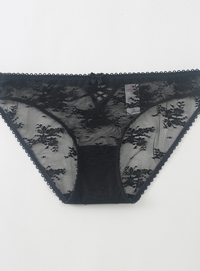【5条99元】6IXTY8IGHT68新款黑色蕾丝透气低腰三角内裤女PT09162
