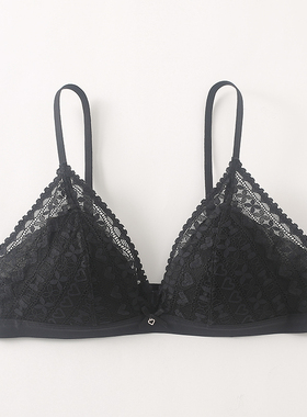 特价68元6IXTY8IGHT 68专柜黑色蕾丝无钢圈后扣三角杯文胸BR14647