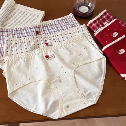 本命年卡帝亚好运红少女红内裤细腻舒适纯棉加长裆10A益生菌抑菌