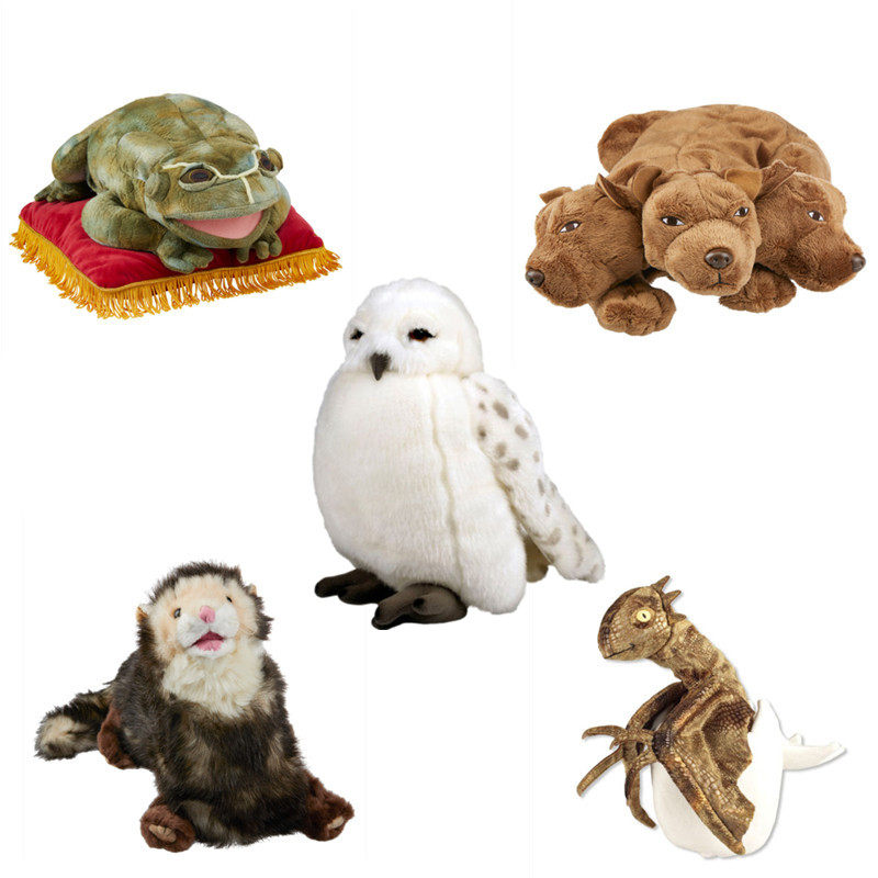 代购环球影城哈利波特周边海德薇三头犬有声木偶玩具公仔手办摆件