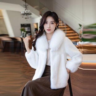 2026冬季新款进口水貂大衣女狐狸毛领妈妈装貂皮中老年时尚皮草外