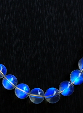 ◆美撼凡尘◆戒面料级别！冰魄蓝光玻璃体蓝彩月光石塔链