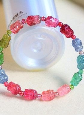 精挑细选色彩浓郁全彩碧玺手链