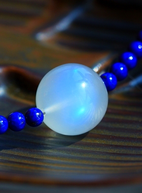 ◆青黛◆小精品——罕见蓝月光12.1mm大珠径配高品质青金石项链