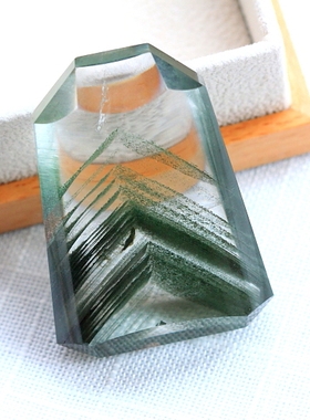 ◆千山重叠◆收藏级千层立体金字塔金沙绿幽灵景石坠