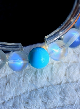 玻璃体高瓷手链蓝月光石