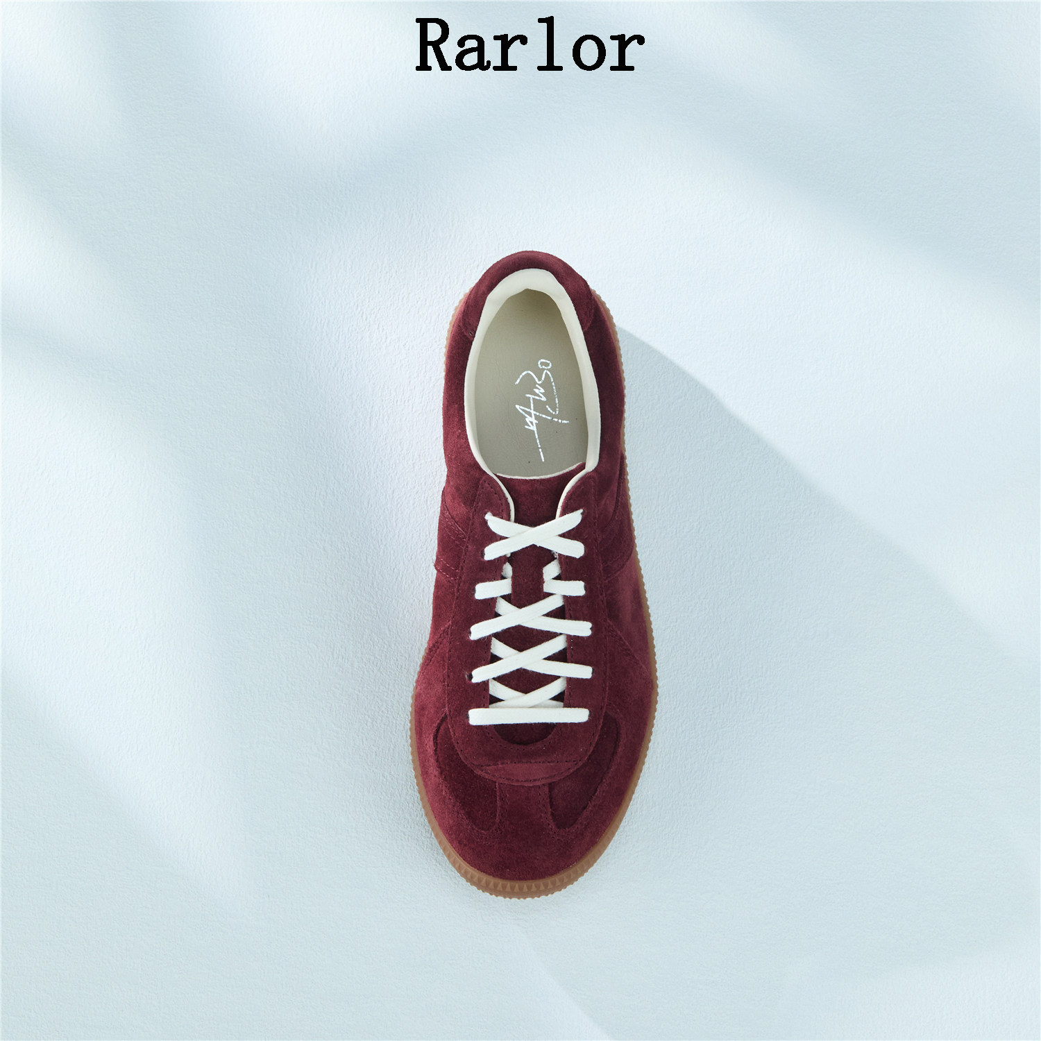 Rarlor德训鞋女款酒红色系带