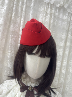 正红色水兵舞演出船形帽 俄罗斯军船帽 广场舞加厚船型帽子女