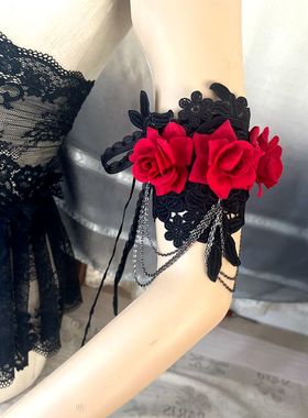 新品女COSPLAY手臂环蕾丝手链手圈手饰品遮盖纹身遮盖臂饰 女夜店