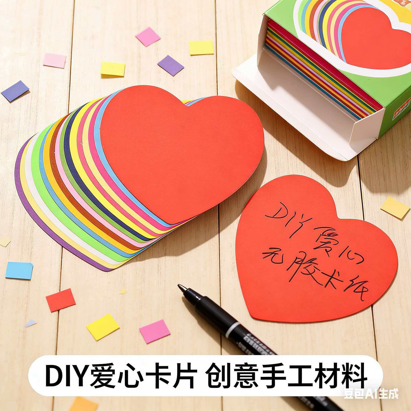 中号10cm彩色爱心手工纸DIY厚卡纸婚庆桃心多色便签心形婚礼布置