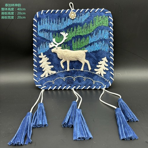 内蒙古非遗手工艺品驯鹿皮剪画