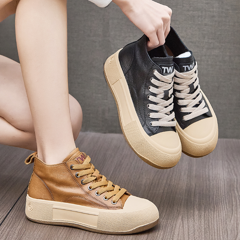 春秋女鞋厚底学生鞋时尚小短靴子