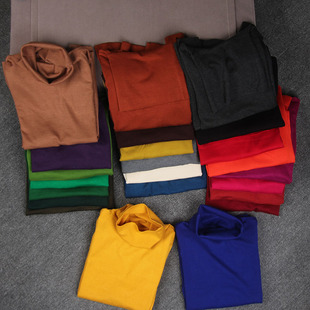 女 自由堆堆领多色百搭打底针织衫 丝光棉高领毛衣秋冬薄款 修身