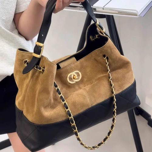 复古通勤hobo链条腋下麂皮托特包