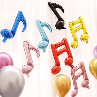 八分音符铝膜气球女宝宝装饰儿童周岁生日派对音乐会结婚场景布置