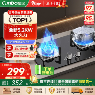 康宝QB219猛火燃气灶煤气灶家用双灶天然气炉灶台液化气灶具官方