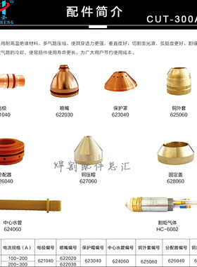 九圣300割炬CUT-300A电极喷嘴621040保护帽626040分配器