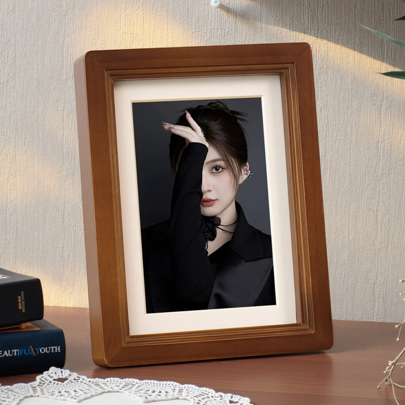 横竖两用钢化玻璃实木圆角相框