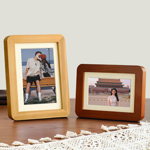 洗照片做成相框摆台高级感定制空框加打印相册6寸7寸8寸实木摆件