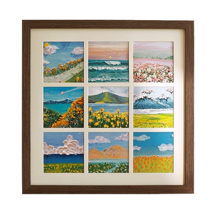 油画棒画框外框手绘diy方形作品装裱摆台儿童九宫格涂鸦挂墙纪念