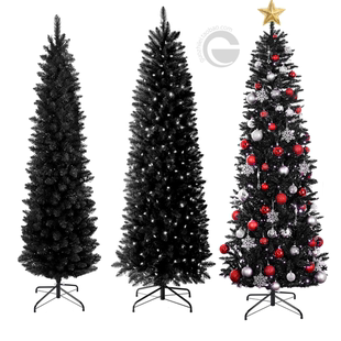 圣诞节装饰品黑色圣诞树套餐摆件加密铅笔树橱窗窄身瘦高家用带灯