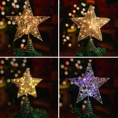 发光铁艺五角星圣诞树顶星