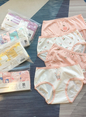 四条装卡通可爱女孩内裤 儿童棉三角裤头 弹性好女宝宝四季短裤衩